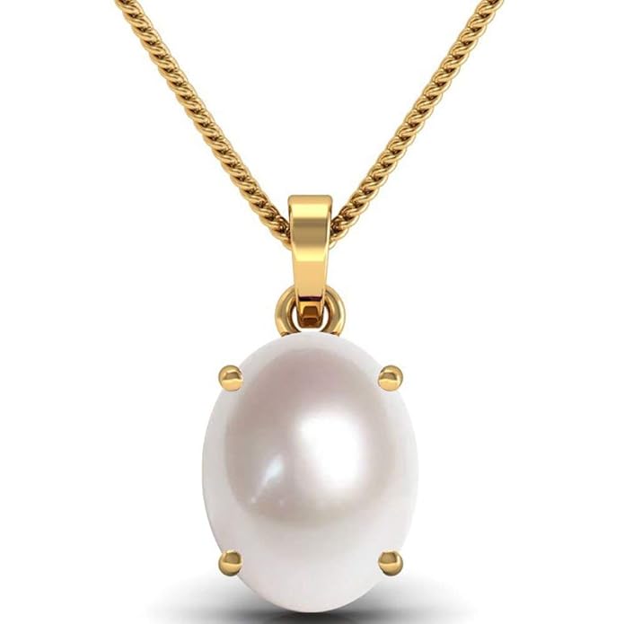 100% Certified Pearl 5.25 Ratti Natural Pearl Gemstone Original Certified moti panchhdhaatu Gold Pendant for Men and Women