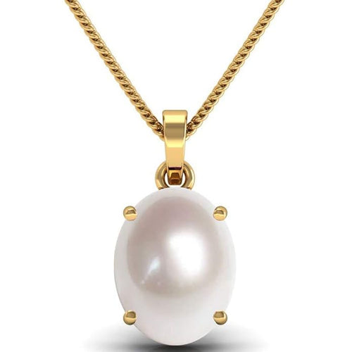100% Certified Pearl 5.25 Ratti Natural Pearl Gemstone Original Certified moti panchhdhaatu Gold Pendant for Men and Women