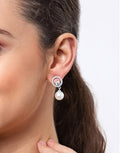 Clara 92.5 Sterling Silver Swiss Zirconia Pearl Earrings | Gift for Women and Girls